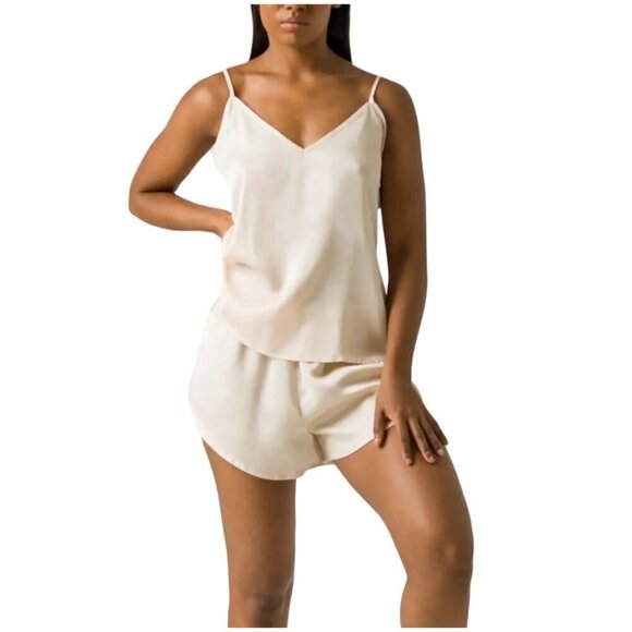 NWT Ettitude‎ Bamboo Silky PJ Lounge Set Oat Beige Nude Women's S, M - Picture 2 of 5
